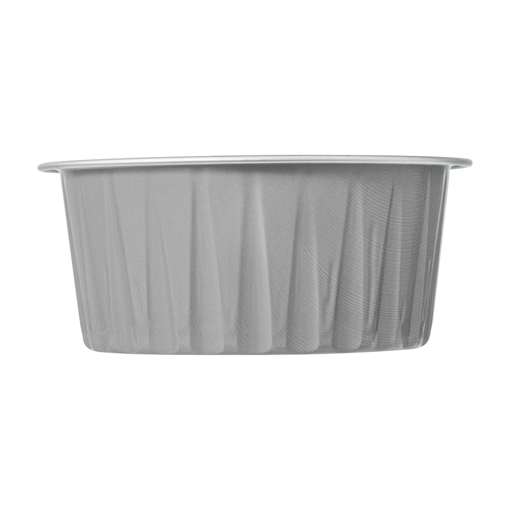 Foil Lux 4 oz Round Gray Aluminum Baking Cup - Lids Available - 3 1/4" x 3 1/4" x 1 1/2" - 100 count box