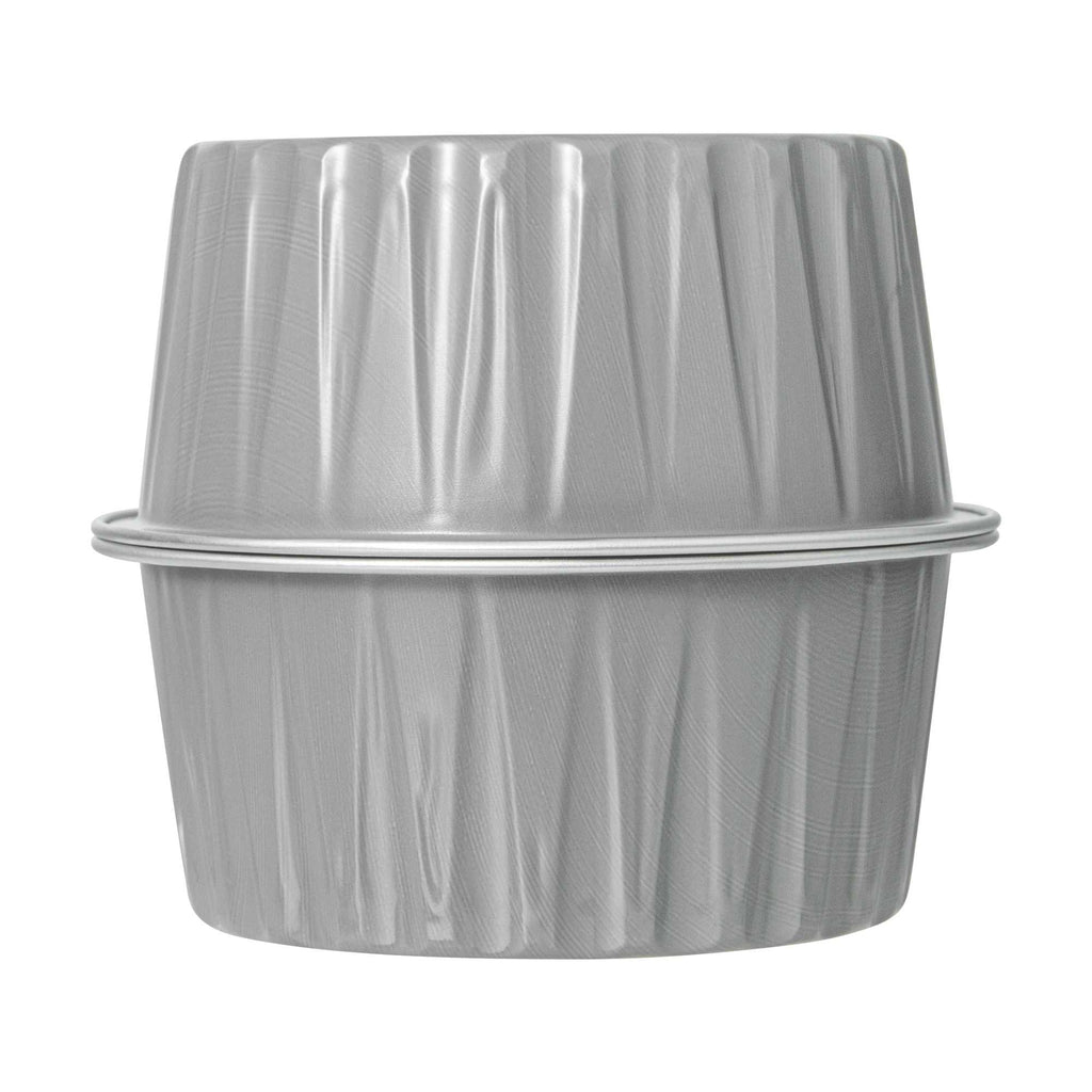 Foil Lux 4 oz Round Gray Aluminum Baking Cup - Lids Available - 3 1/4" x 3 1/4" x 1 1/2" - 100 count box