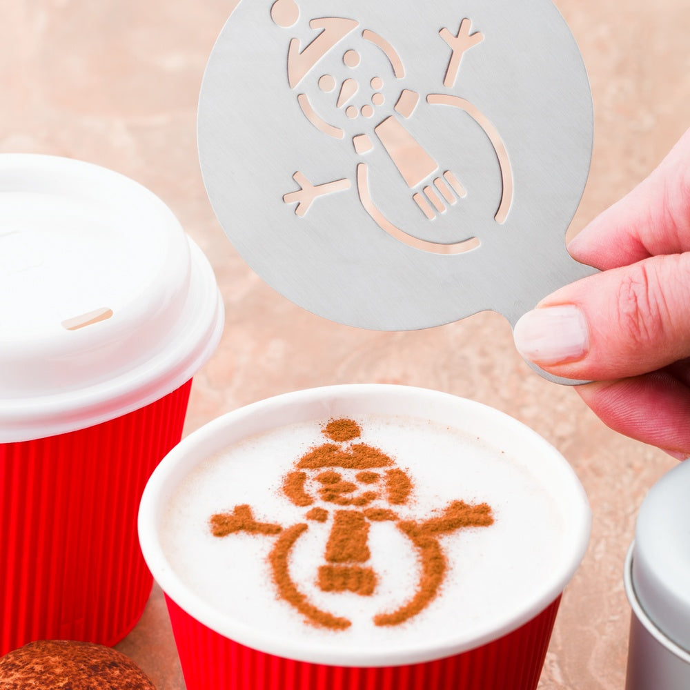 Restpresso Stainless Steel Snowman Coffee Decorating Stencil - 4 1/4" x 3 1/4" - 1 count box