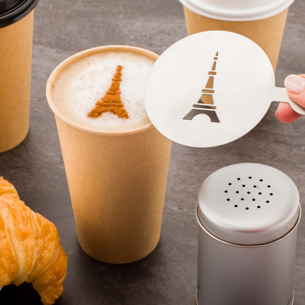 Restpresso Stainless Steel Eiffel Tower Coffee Decorating Stencil - 4 3/4" x 3 1/4" - 1 count box