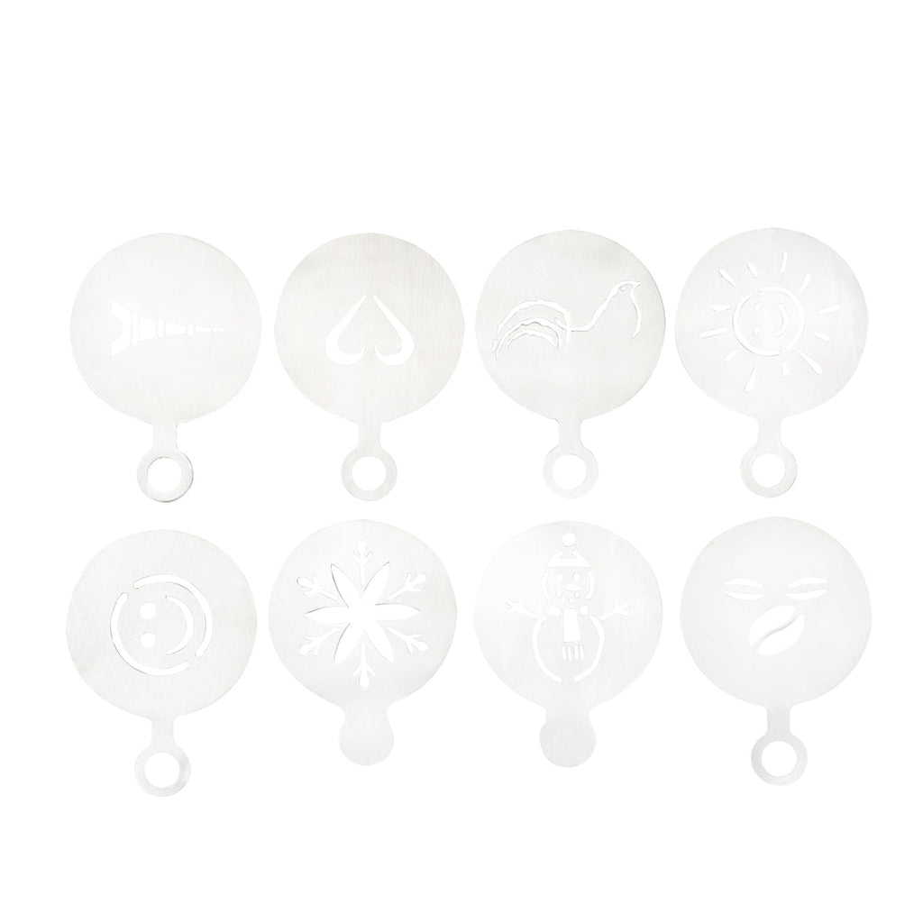 Restpresso Stainless Steel Coffee Decorating Stencil Set - Includes 8 Stencils - 4 3/4" x 3 1/4" - 8 count box