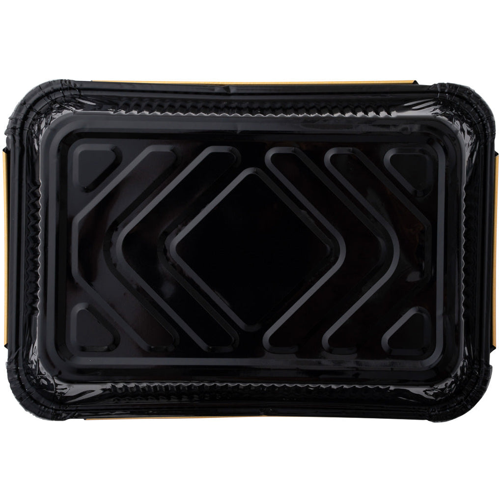 Foil Lux 41 oz Rectangle Black and Gold Aluminum Container - 8 3/4" x 6" x 2 1/4" - 200 count box