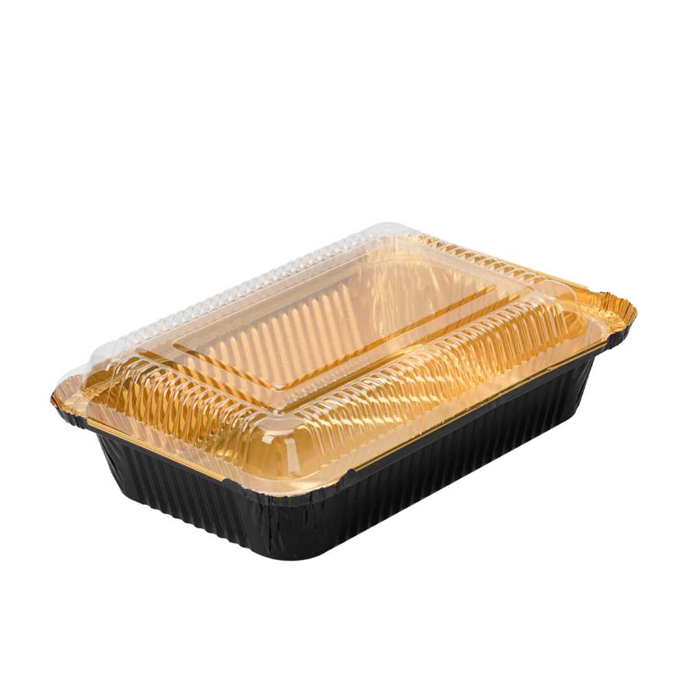Foil Lux Rectangle Clear Plastic Lid - Fits 27 oz Container - 8" x 5 1/4" x 1" - 200 count box