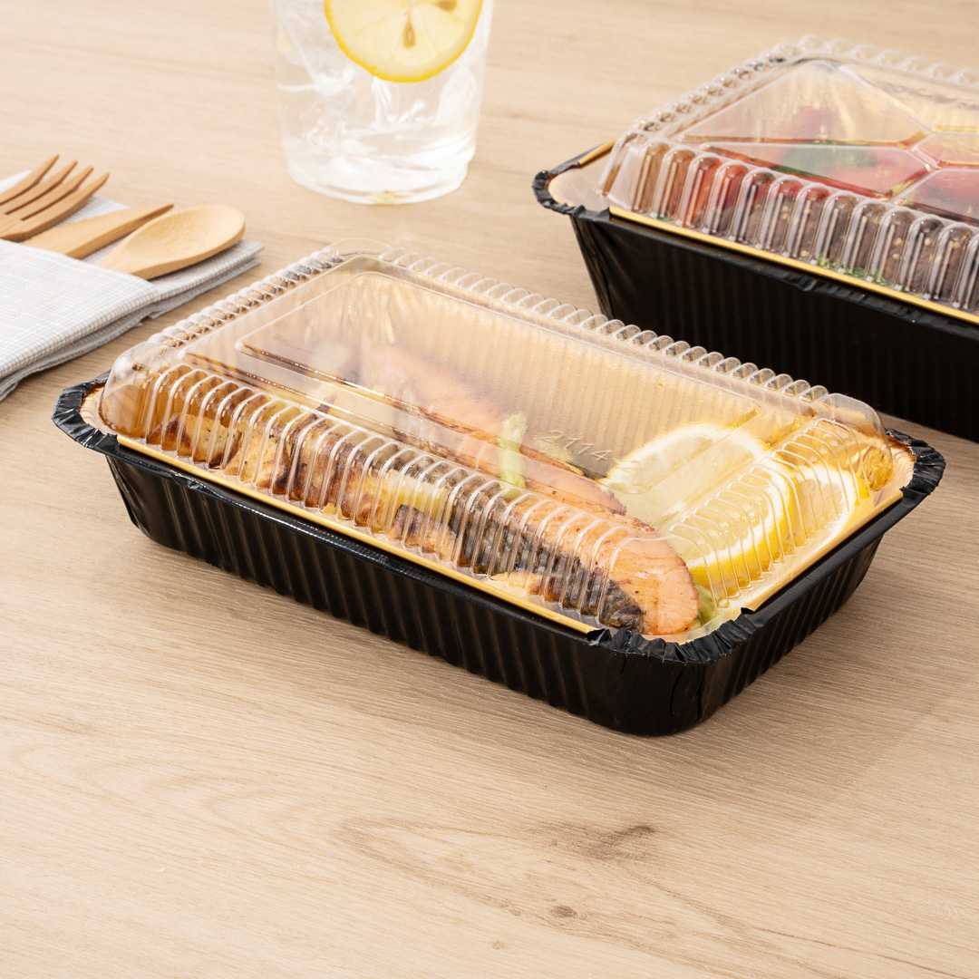 Foil Lux Rectangle Clear Plastic Lid - Fits 27 oz Container - 8" x 5 1/4" x 1" - 200 count box