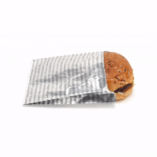 Bag Tek Paper Printed Burger Foil Bag - 6" x 1 1/4" x 6 1/2" - 100 count box
