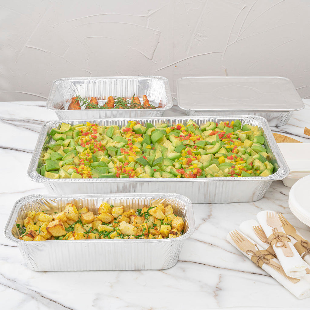 Foil Lux Aluminum Full Size Deep Steam Table Pan - 20 3/4" x 12 3/4" x 3 1/2" - 25 count box