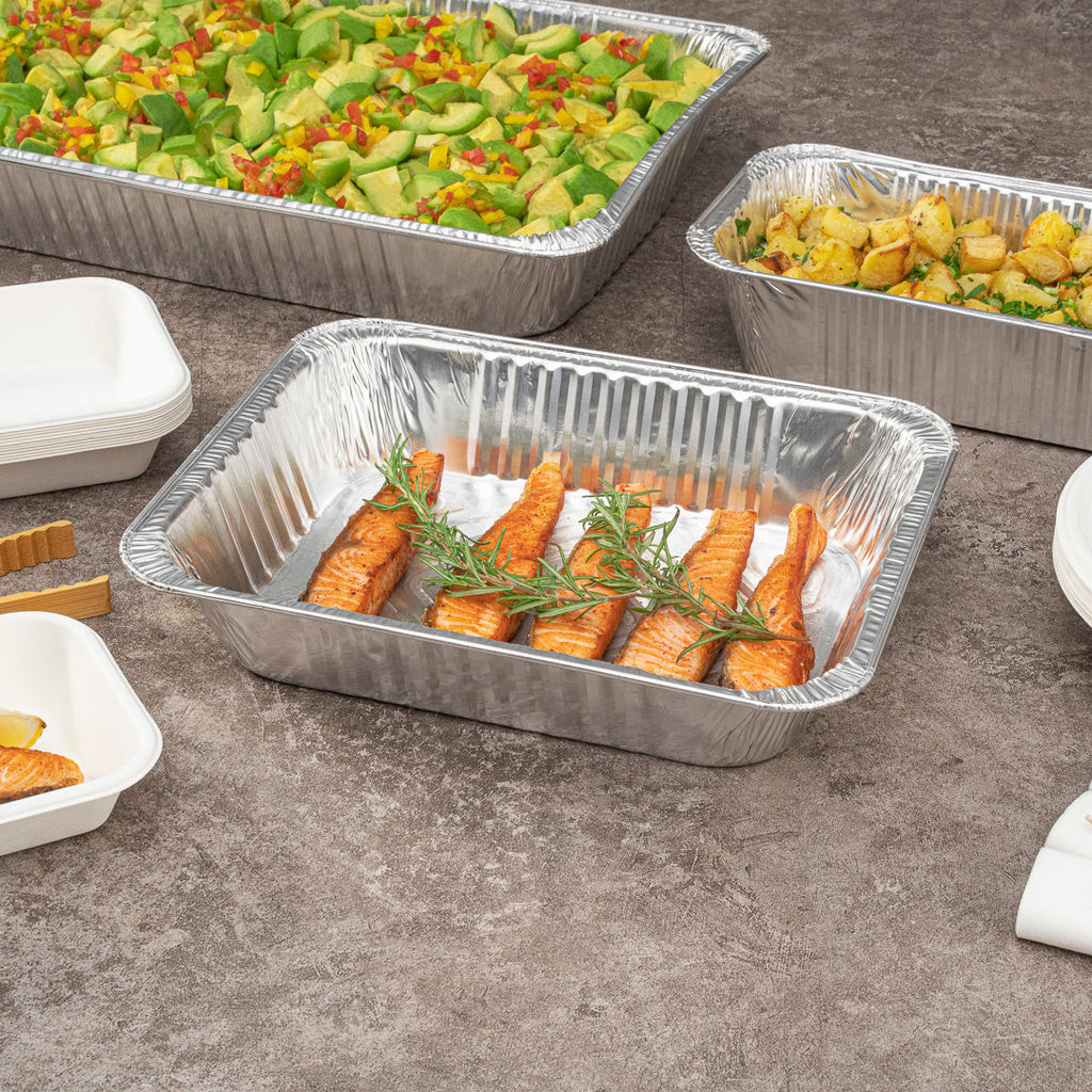 Foil Lux Aluminum 1/2 Size Deep Steam Table Pan - 12 3/4" x 10 1/2" x 2 1/2" - 25 count box