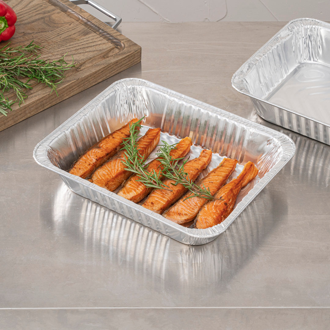 Foil Lux Aluminum 1/2 Size Deep Steam Table Pan - 12 3/4" x 10 1/2" x 2 1/2" - 25 count box