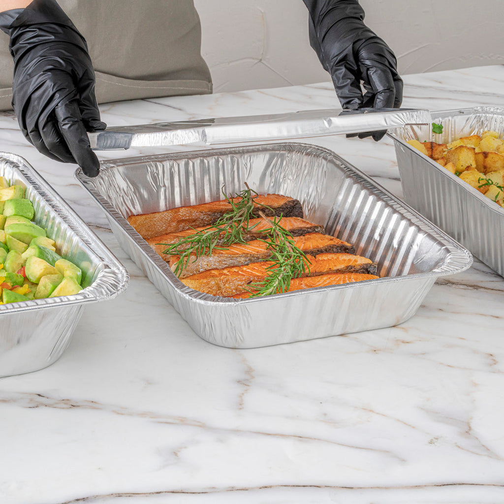 Foil Lux Aluminum Steam Table Pan Lid - Fits 1/2 Size - 25 count box