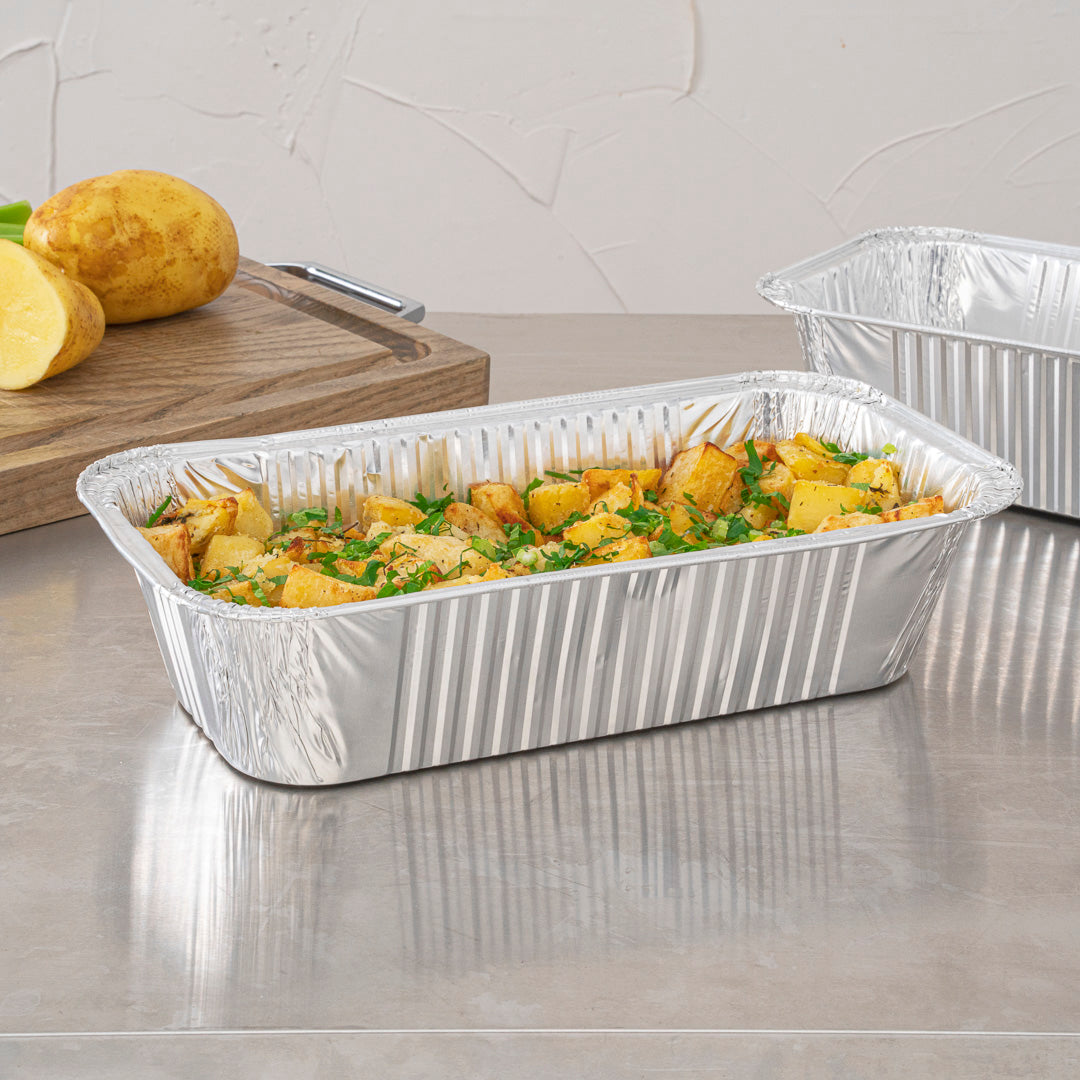 Foil Lux Aluminum 1/3 Size Deep Steam Table / Loaf Pan - 12 1/2" x 6 1/2" x 3 1/4" - 25 count box