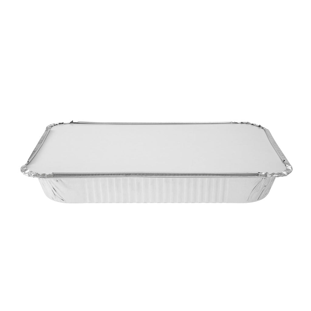 Foil Lux White Paper Flat Foil-Laminated Board Lid - Fits 4 lb Take Out Container - 100 count box