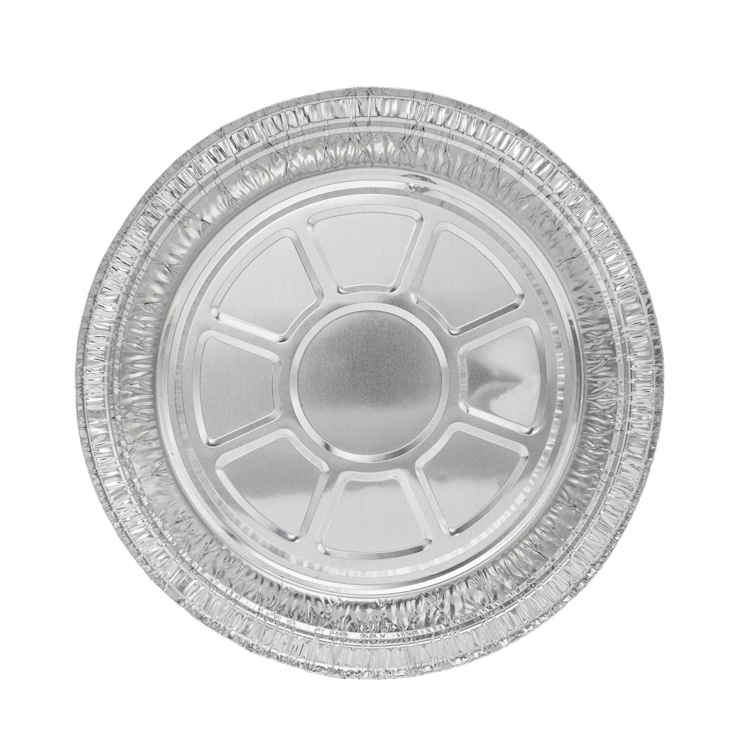 Foil Lux 24 oz Round Aluminum Take Out Pan - Heavy Weight - 7" x 7" x 1 3/4" - 100 count box