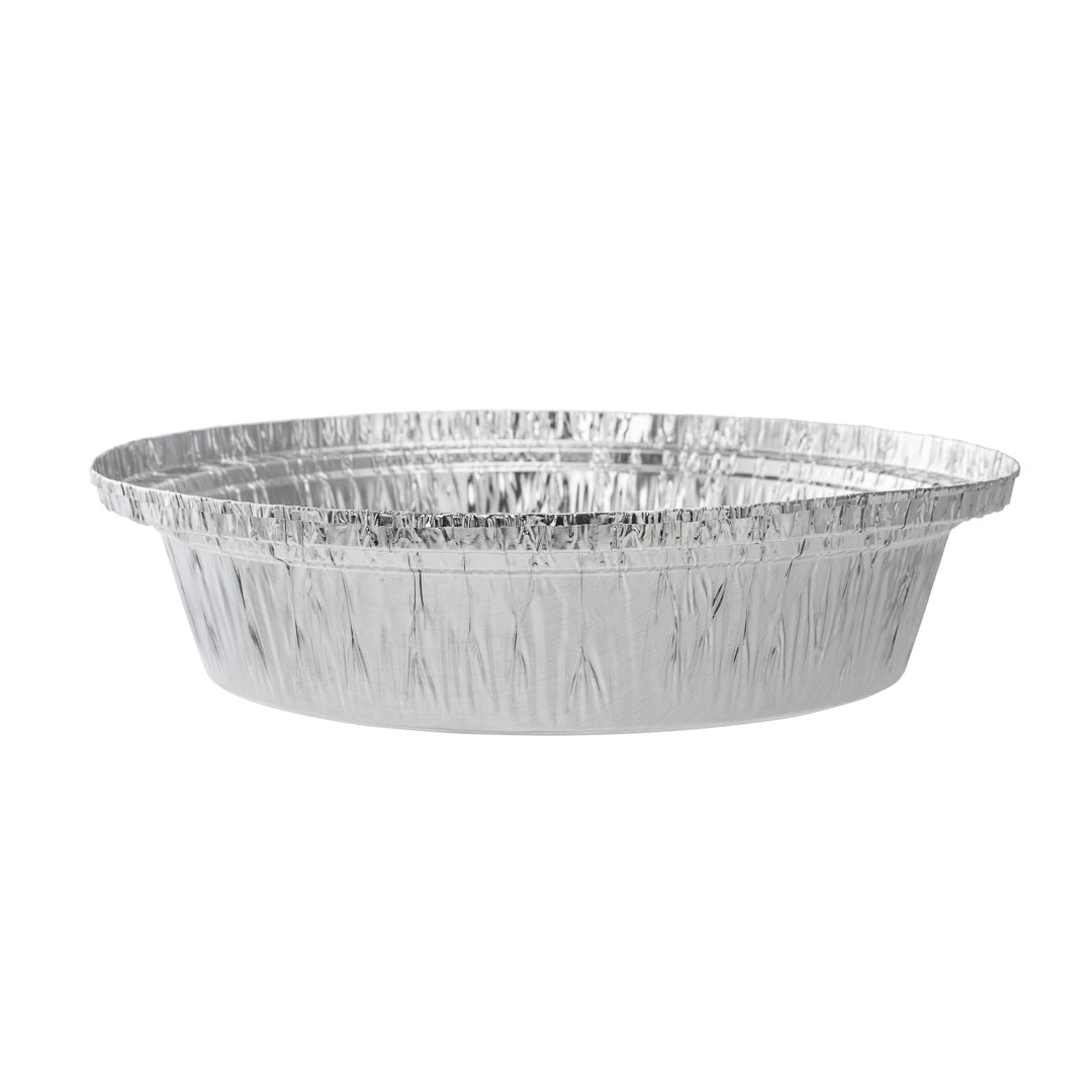 Foil Lux 24 oz Round Aluminum Take Out Pan - Heavy Weight - 7" x 7" x 1 3/4" - 100 count box