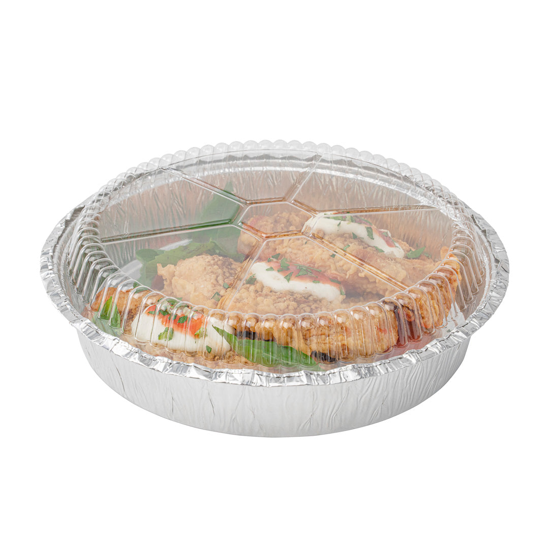 Foil Lux Round Clear Plastic Dome Lid - Fits 9" Take Out Pan - 100 count box