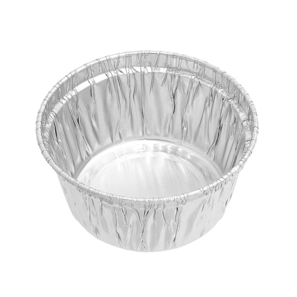 Foil Lux 4 oz Round Silver Aluminum Ramekin / Portion Cup - 3" x 3" x 2" - 100 count box