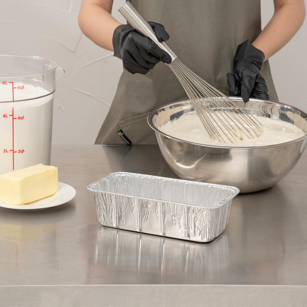Pastry Tek Silver Aluminum Bread Loaf Pan - 2 lb - 8 1/2" x 4 1/4" x 2 1/2" - 25 count box