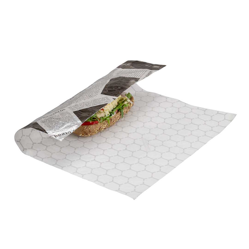 Foil Lux Newsprint Aluminum Sandwich Wrap Sheet - Insulated - 14" x 16" - 500 count box