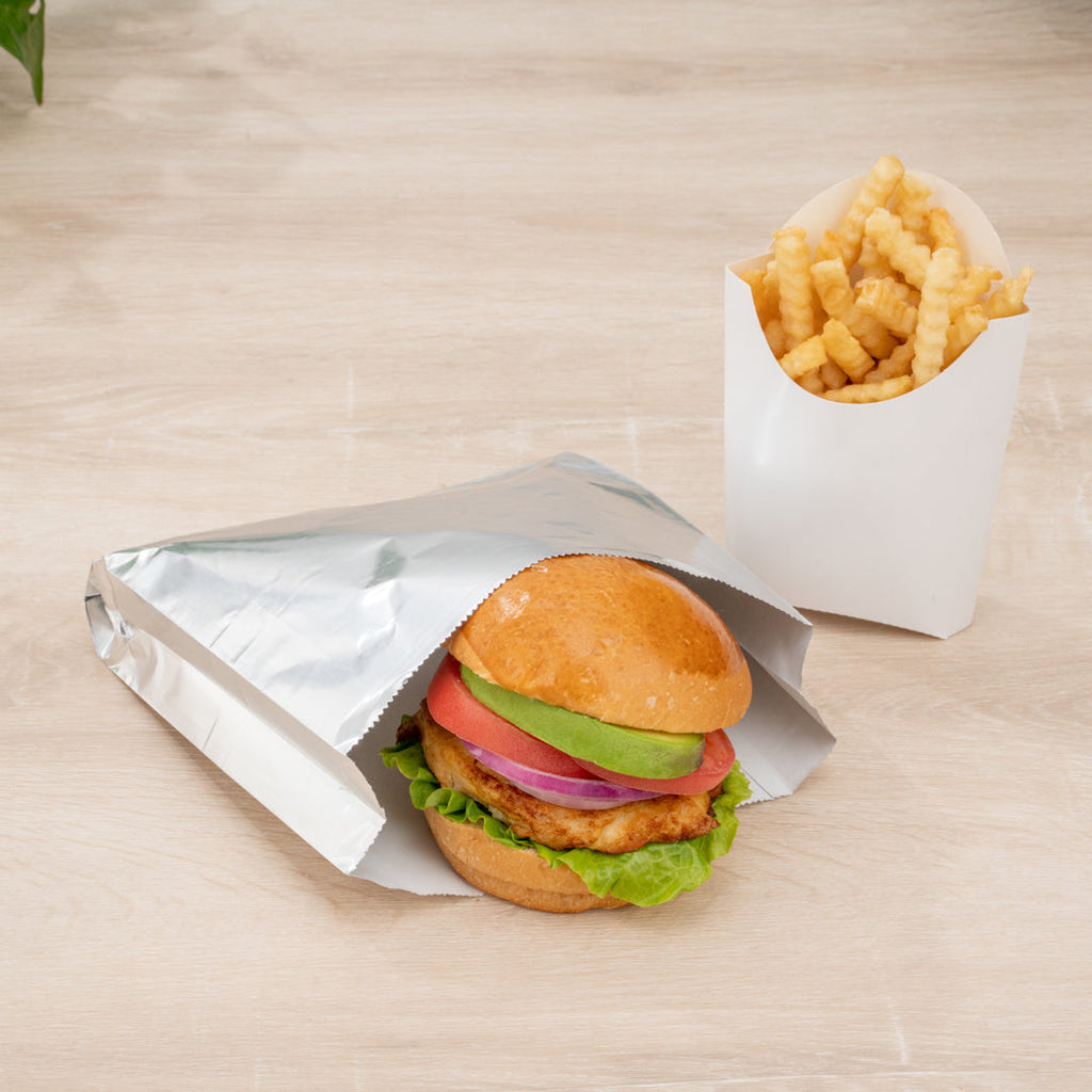 Bag Tek Foil Paper Hot Sandwich Bag - 7 3/4" x 1 3/4" x 7 3/4" - 100 count box