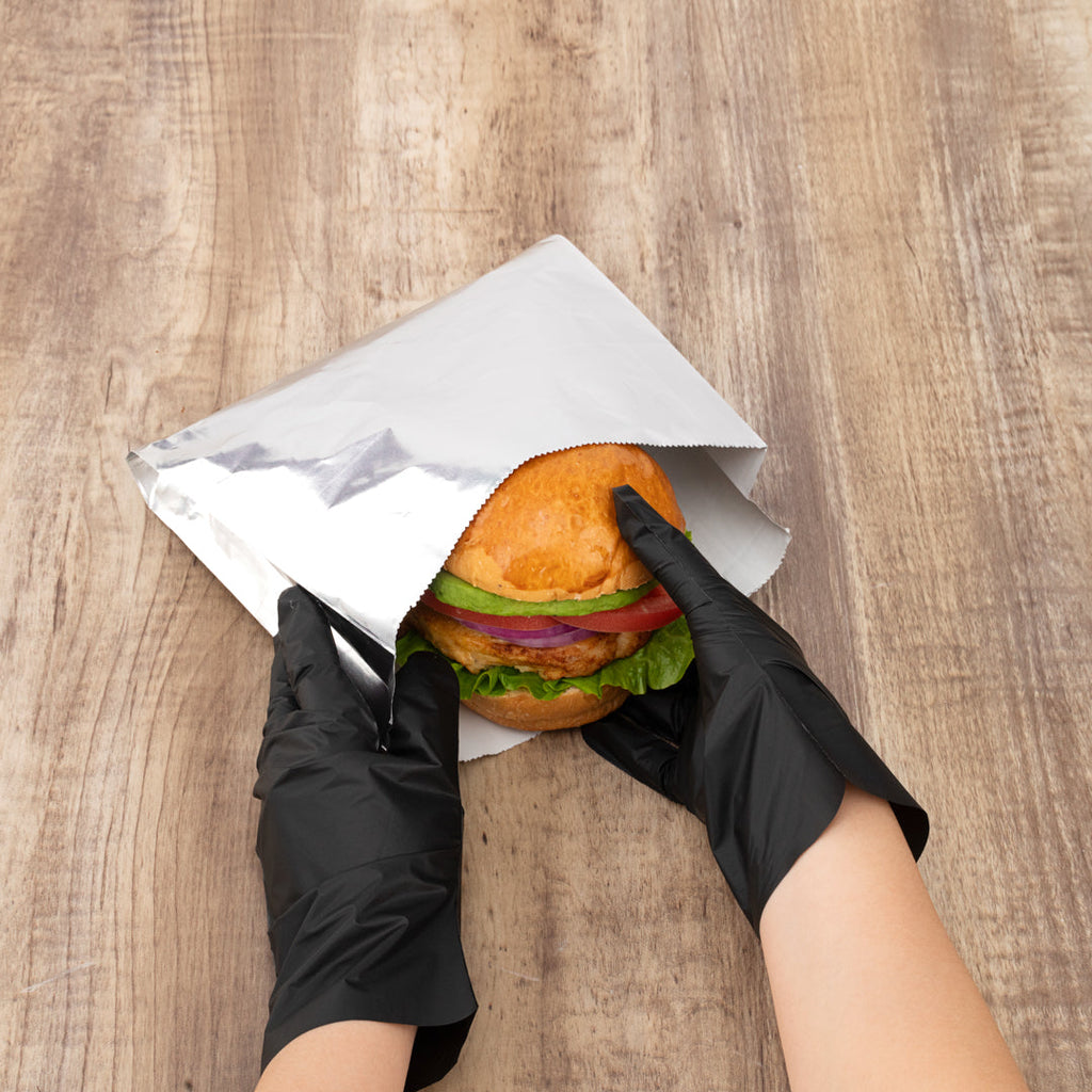 Bag Tek Foil Paper Hot Sandwich Bag - 7 3/4" x 1 3/4" x 7 3/4" - 100 count box