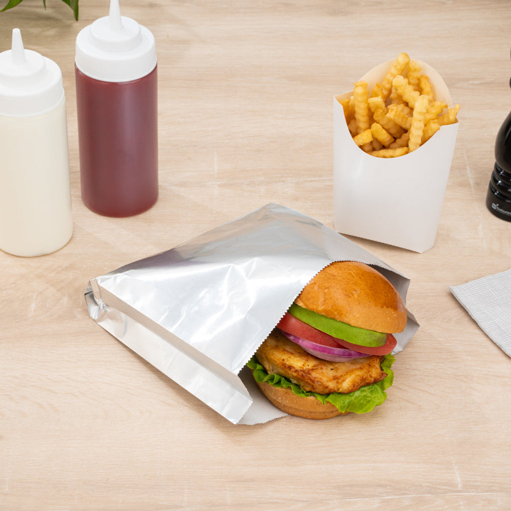 Bag Tek Foil Paper Hot Sandwich Bag - 7 3/4" x 1 3/4" x 7 3/4" - 100 count box
