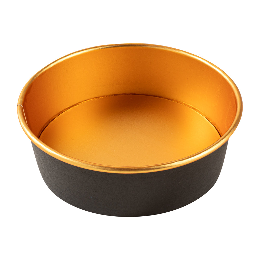 Foil Lux 17 oz Black And Gold Paper Take Out Container - with Foil Interior - 6" x 6" x 1 3/4" - 200 count box