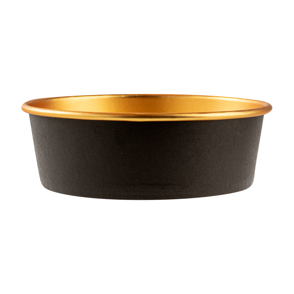 Foil Lux 17 oz Black And Gold Paper Take Out Container - with Foil Interior - 6" x 6" x 1 3/4" - 200 count box
