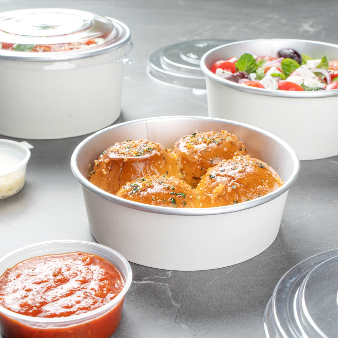 Foil Lux 17 oz White Paper Take Out Container - with Foil Interior - 6" x 6" x 1 3/4" - 200 count box