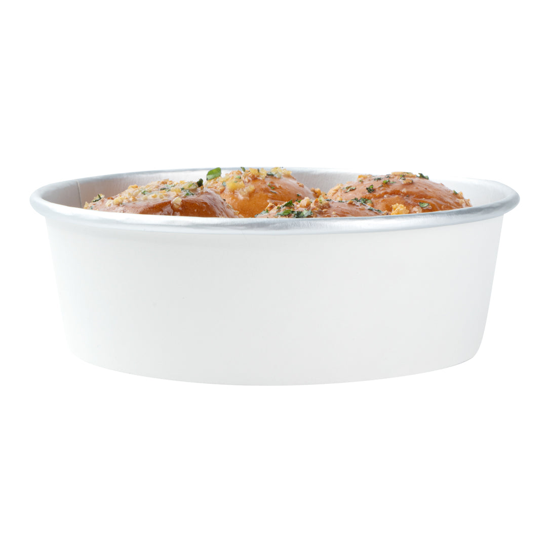 Foil Lux 17 oz White Paper Take Out Container - with Foil Interior - 6" x 6" x 1 3/4" - 50 count box