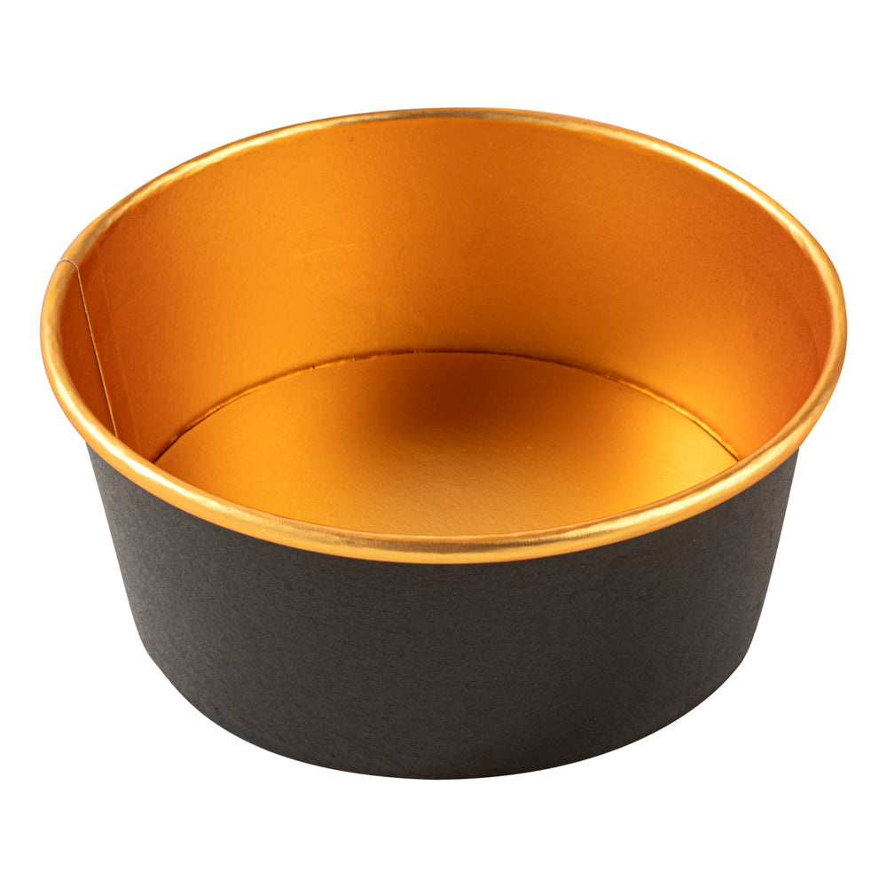 Foil Lux 25 oz Black And Gold Paper Take Out Container - with Foil Interior - 6" x 6" x 2 1/4" - 50 count box