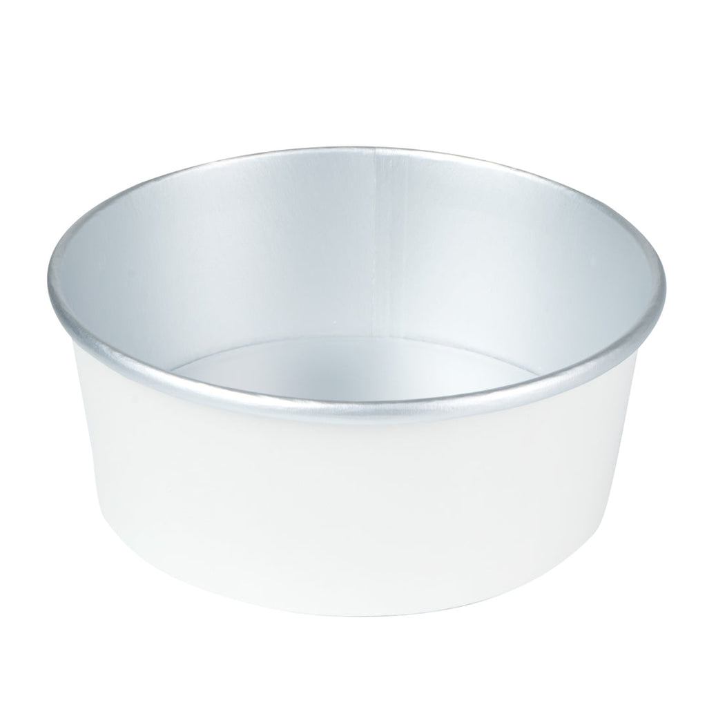 Foil Lux 25 oz White Paper Take Out Container - with Foil Interior - 6" x 6" x 2 1/4" - 50 count box