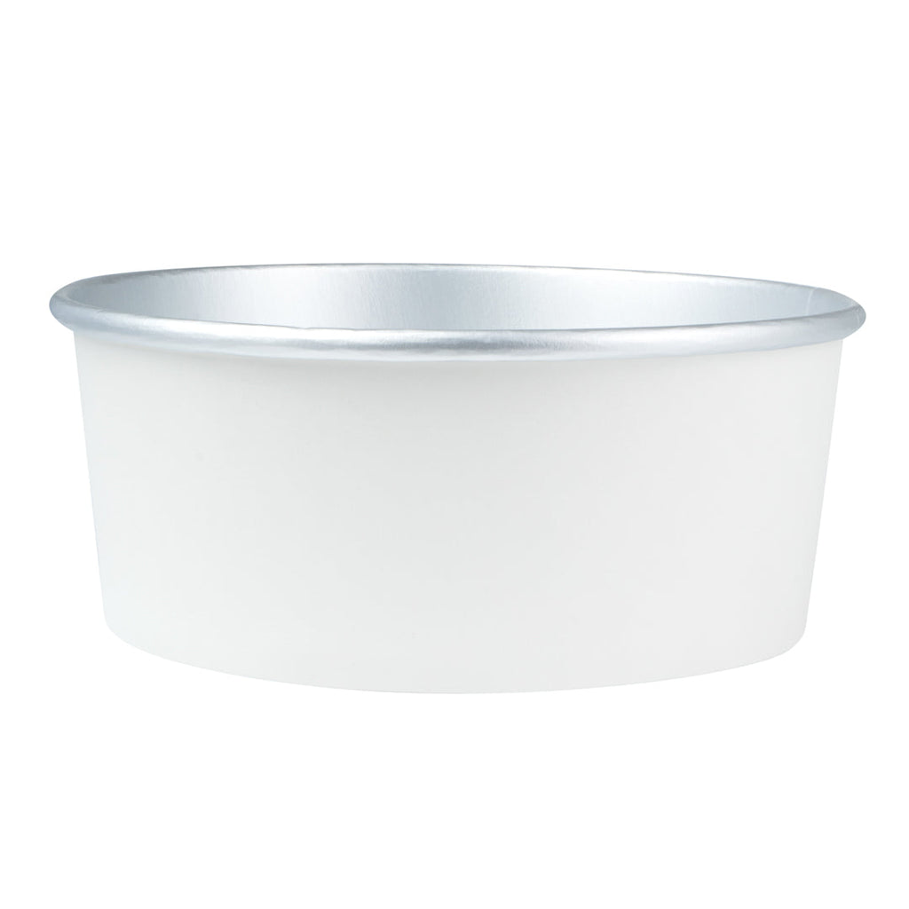 Foil Lux 25 oz White Paper Take Out Container - with Foil Interior - 6" x 6" x 2 1/4" - 50 count box