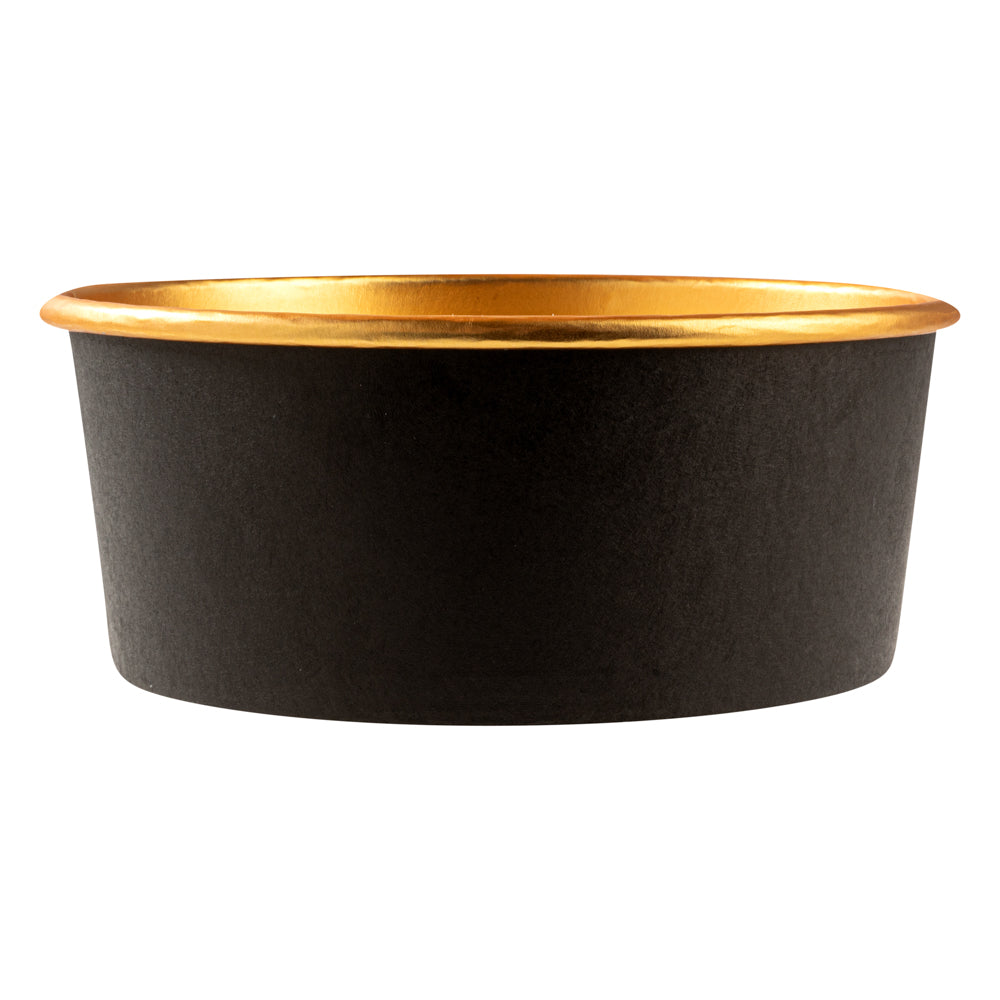 Foil Lux 33 oz Black And Gold Paper Take Out Container - with Foil Interior - 6" x 6" x 3" - 200 count box