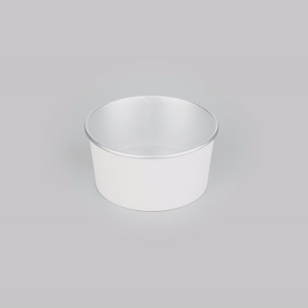 Foil Lux 33 oz White Paper Take Out Container - with Foil Interior - 6" x 6" x 3" - 50 count box