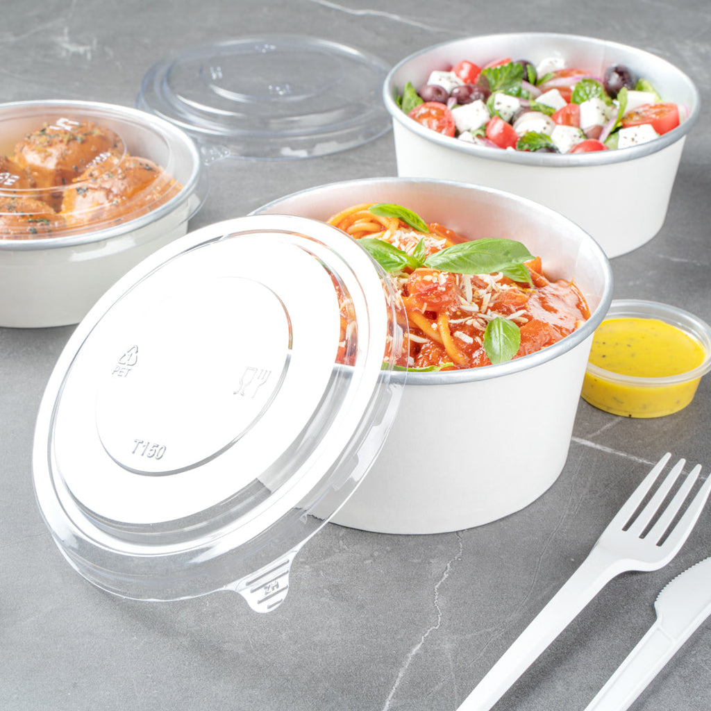 Foil Lux Clear Plastic Take Out Container Lid - Fits 17, 25 and 33 oz - 6" x 6" x 1/4" - 200 count box