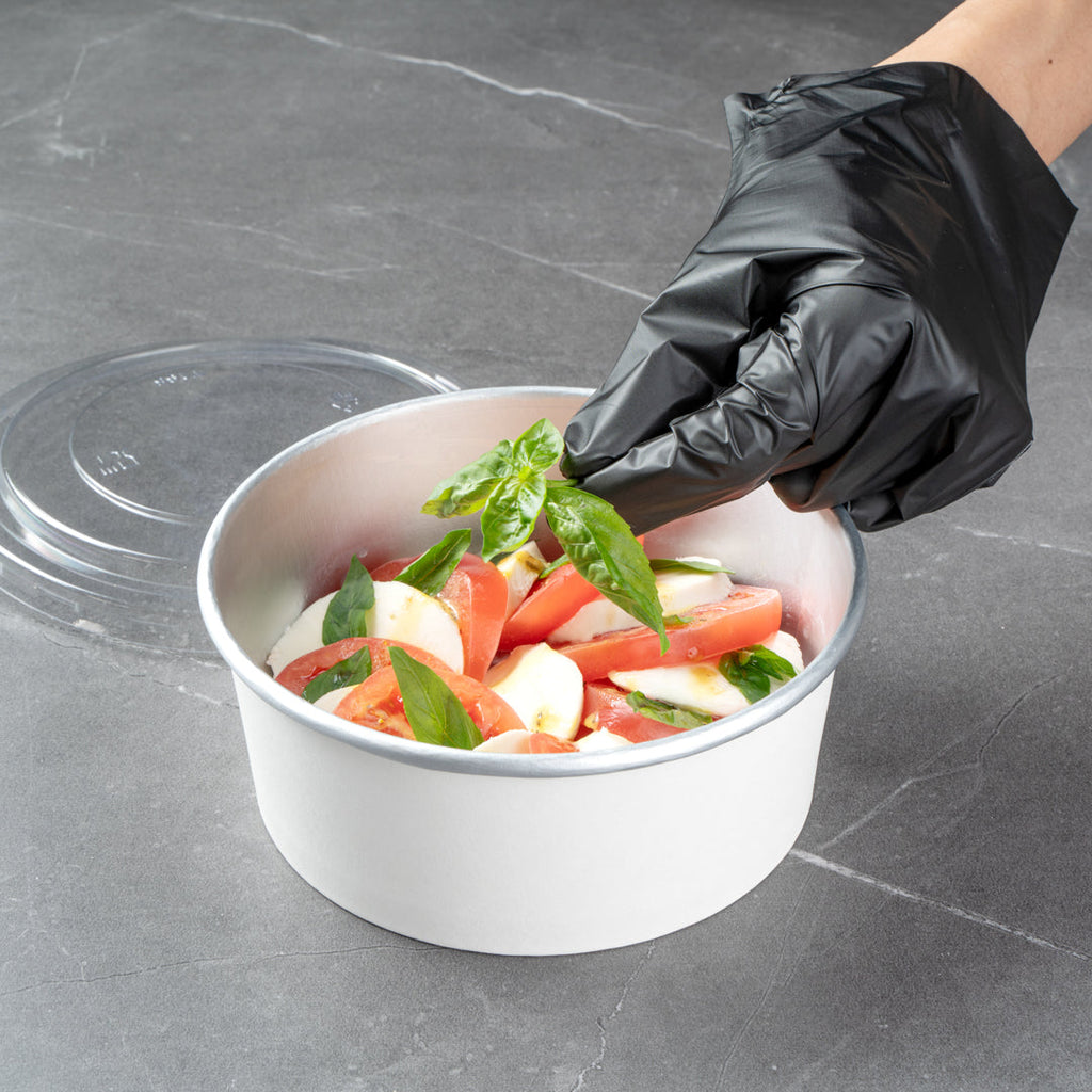 Foil Lux 37 oz White Paper Take Out Container - with Foil Interior - 6 1/2" x 6 1/2" x 2 1/2" - 50 count box