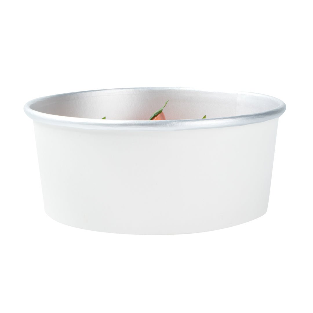 Foil Lux 37 oz White Paper Take Out Container - with Foil Interior - 6 1/2" x 6 1/2" x 2 1/2" - 200 count box