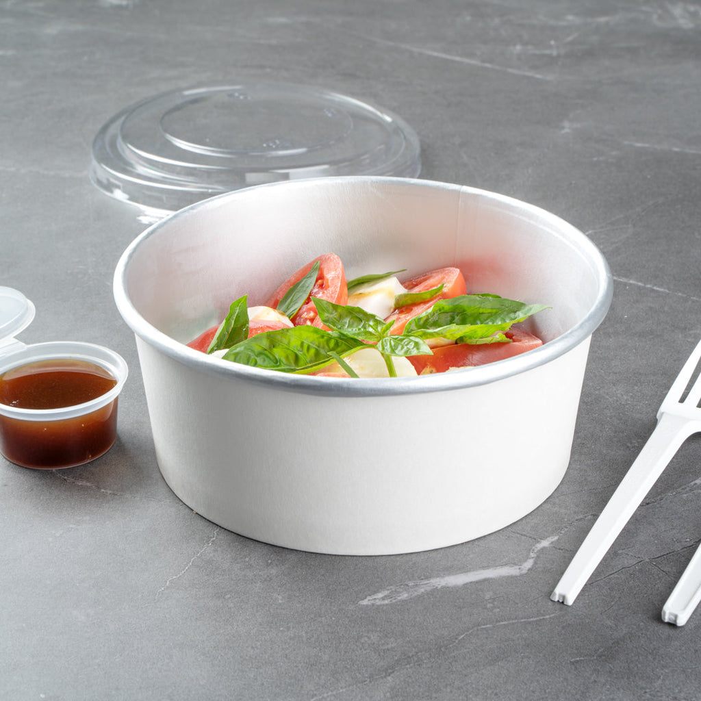 Foil Lux 37 oz White Paper Take Out Container - with Foil Interior - 6 1/2" x 6 1/2" x 2 1/2" - 200 count box