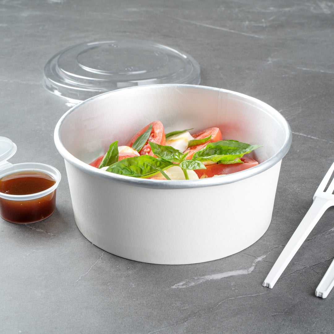 Foil Lux 37 oz White Paper Take Out Container - with Foil Interior - 6 1/2" x 6 1/2" x 2 1/2" - 200 count box