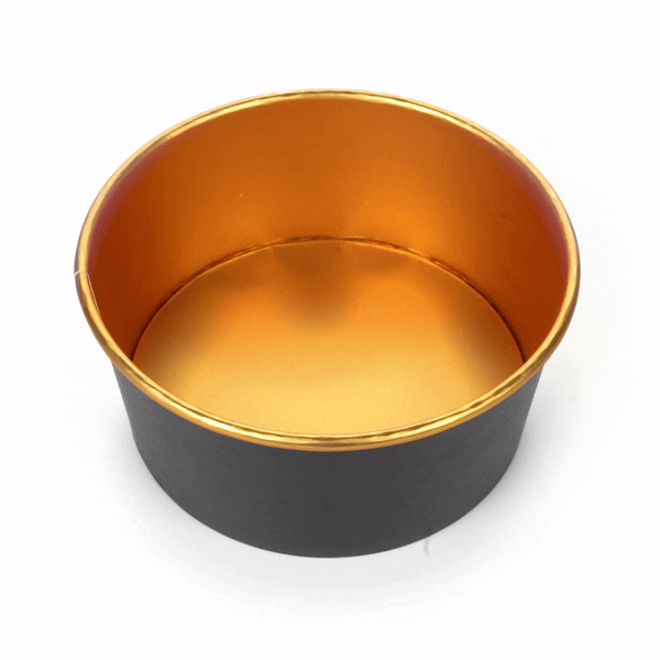 Foil Lux 42 oz Black And Gold Paper Take Out Container - with Foil Interior - 6 1/2" x 6 1/2" x 3" - 50 count box