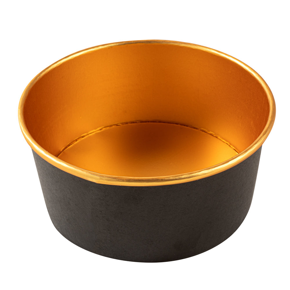 Foil Lux 42 oz Black And Gold Paper Take Out Container - with Foil Interior - 6 1/2" x 6 1/2" x 3" - 50 count box