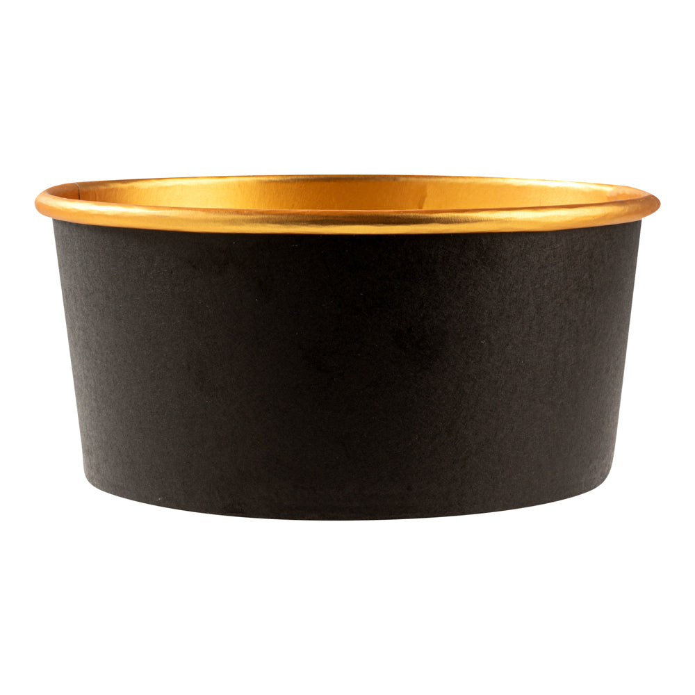 Foil Lux 42 oz Black And Gold Paper Take Out Container - with Foil Interior - 6 1/2" x 6 1/2" x 3" - 200 count box