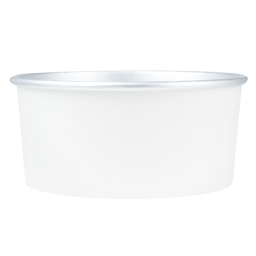 Foil Lux 42 oz White Paper Take Out Container - with Foil Interior - 6 1/2" x 6 1/2" x 3" - 50 count box