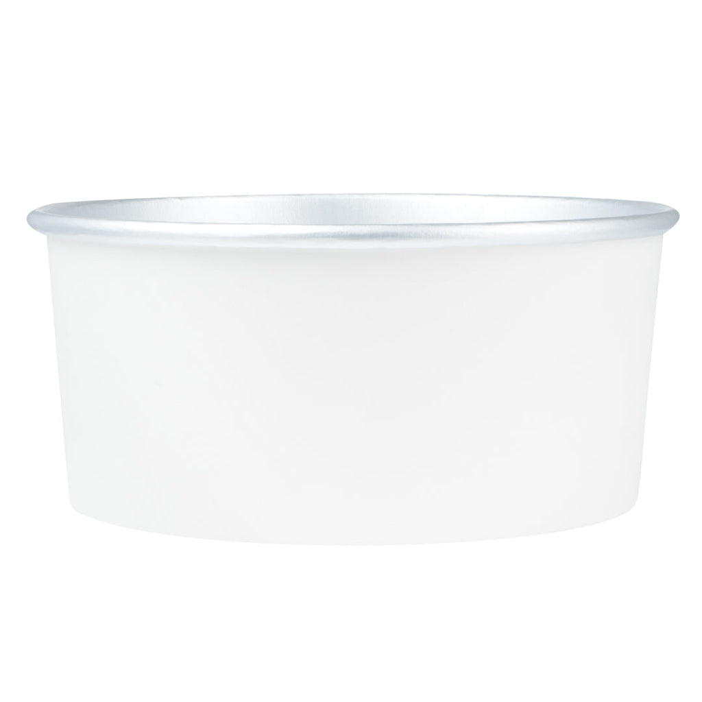 Foil Lux 42 oz White Paper Take Out Container - with Foil Interior - 6 1/2" x 6 1/2" x 3" - 200 count box