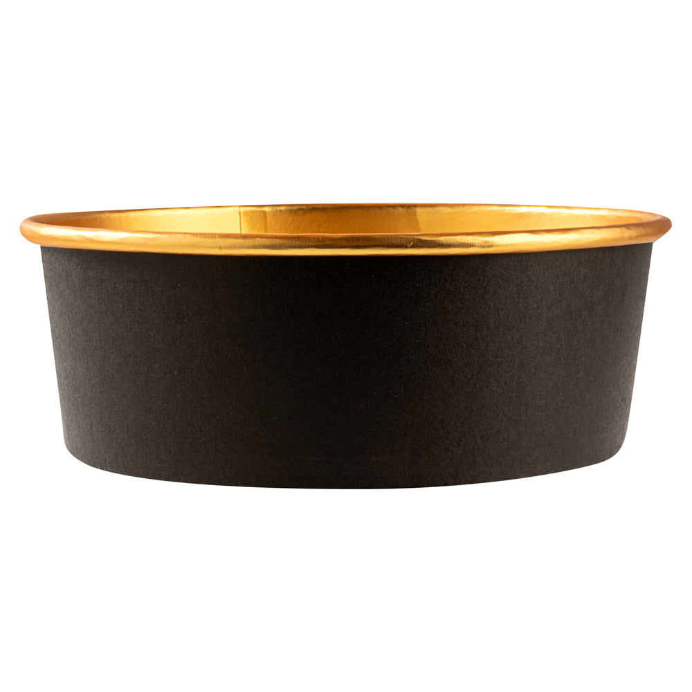 Foil Lux 45 oz Black And Gold Paper Take Out Container - with Foil Interior - 7 1/4" x 7 1/4" x 2 1/2" - 200 count box