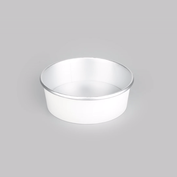 Foil Lux 45 oz White Paper Take Out Container - with Foil Interior - 7 1/4" x 7 1/4" x 2 1/2" - 50 count box