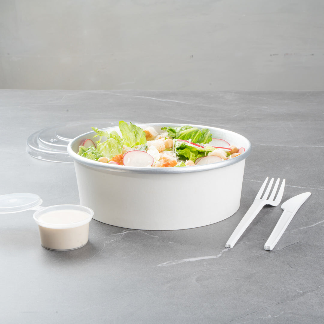 Foil Lux 45 oz White Paper Take Out Container - with Foil Interior - 7 1/4" x 7 1/4" x 2 1/2" - 200 count box