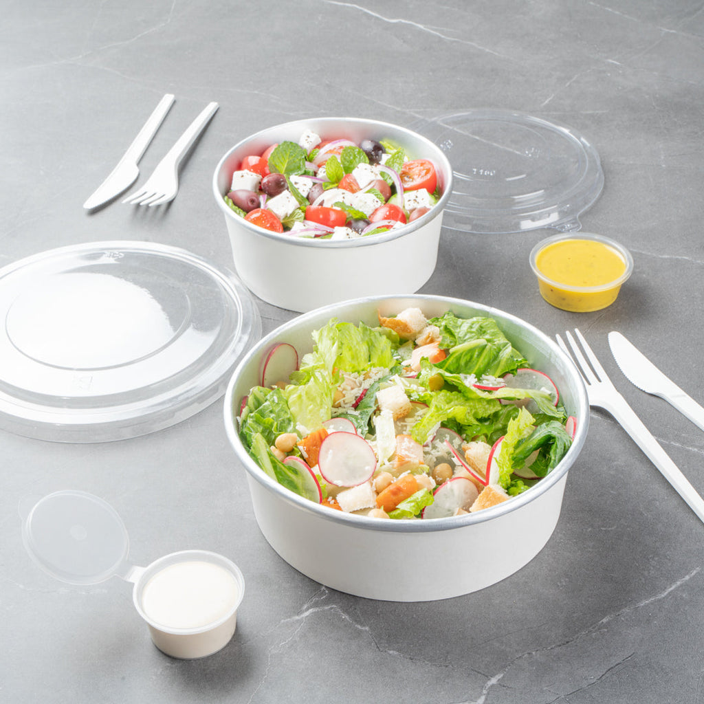 Foil Lux 45 oz White Paper Take Out Container - with Foil Interior - 7 1/4" x 7 1/4" x 2 1/2" - 200 count box