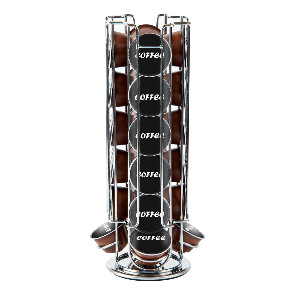 Restpresso Iron Coffee Pod / Capsule Holder - Revolving, Holds 24 Dolce Gusto Pods - 5 1/2" x 5 1/2" x 13" - 1 count box