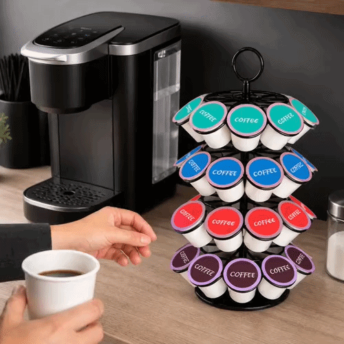 Restpresso Iron Coffee Pod / Capsule Holder - Revolving, Holds 36 K-Cups - 7 3/4" x 7 3/4" x 13 3/4" - 1 count box