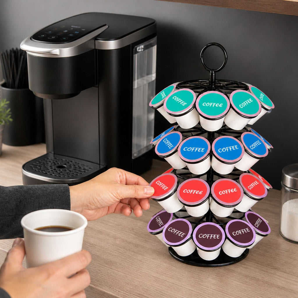 Restpresso Iron Coffee Pod / Capsule Holder - Revolving, Holds 36 K-Cups - 7 3/4" x 7 3/4" x 13 3/4" - 1 count box
